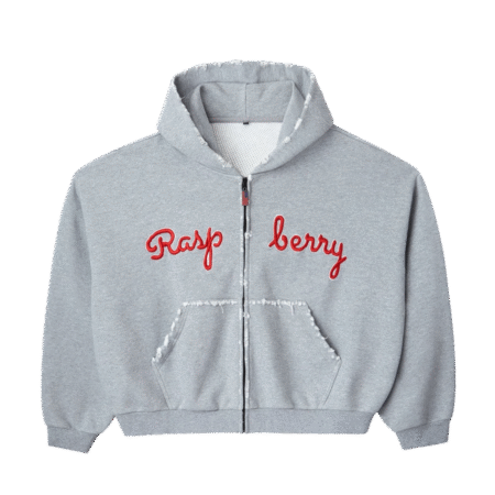 Raspberry Script Zip Up Hoodie